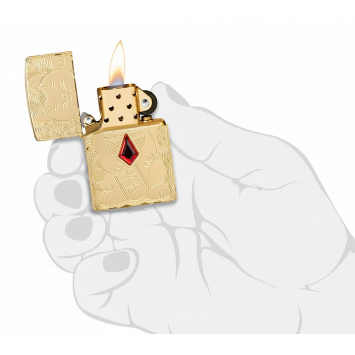 Zippo Armor Lucky Cat Design Lighter