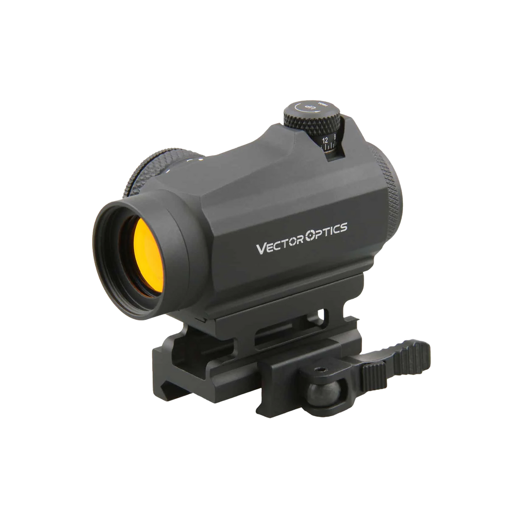 Vector Optics Maverick 1x22 GenII - Sort - skrått forfra med QD-montasje