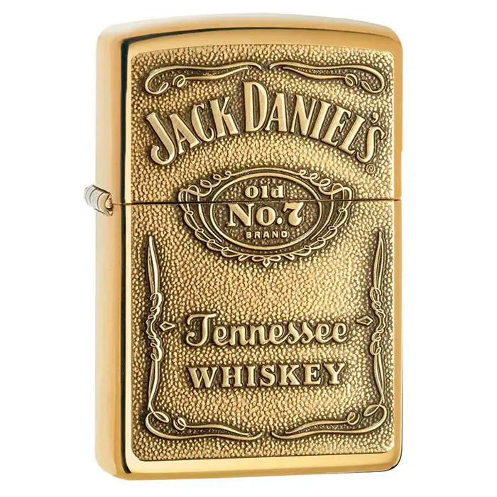 Zippo Lighter - Jack Daniels Logo - Brass Colored Lighter