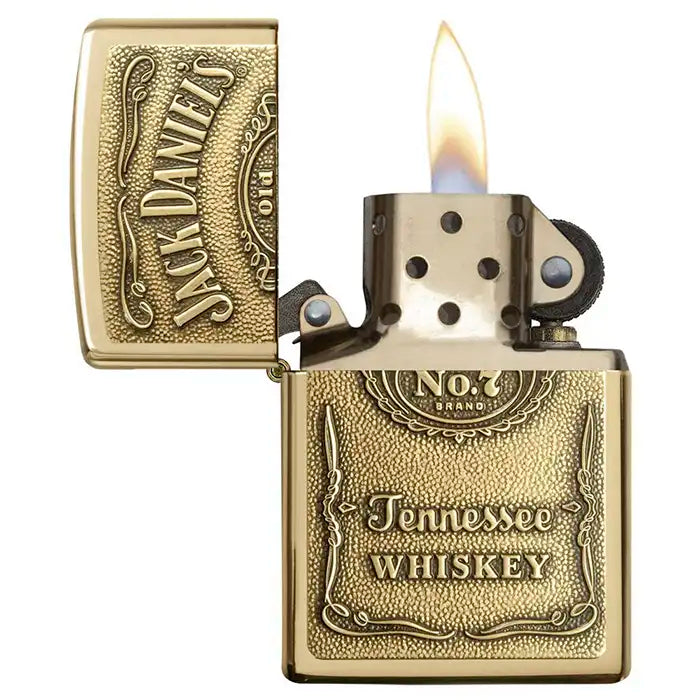 Zippo Lighter - Jack Daniels Logo - Brass Colored Lighter