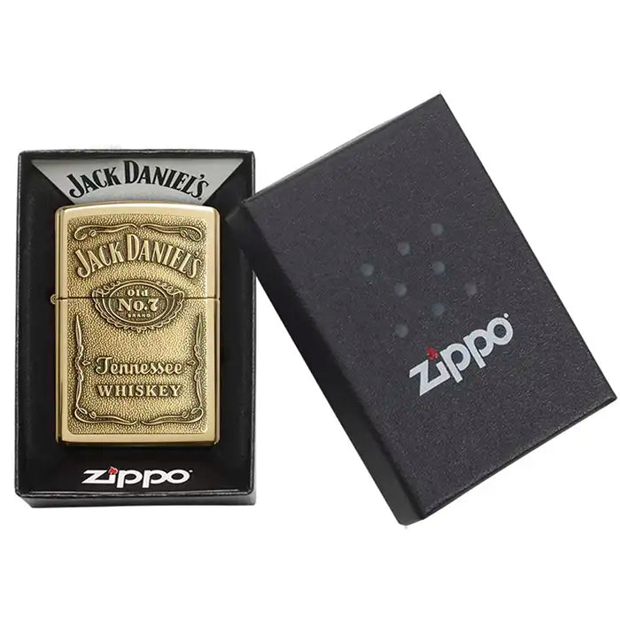 Zippo Lighter - Jack Daniels Logo - Brass Colored Lighter