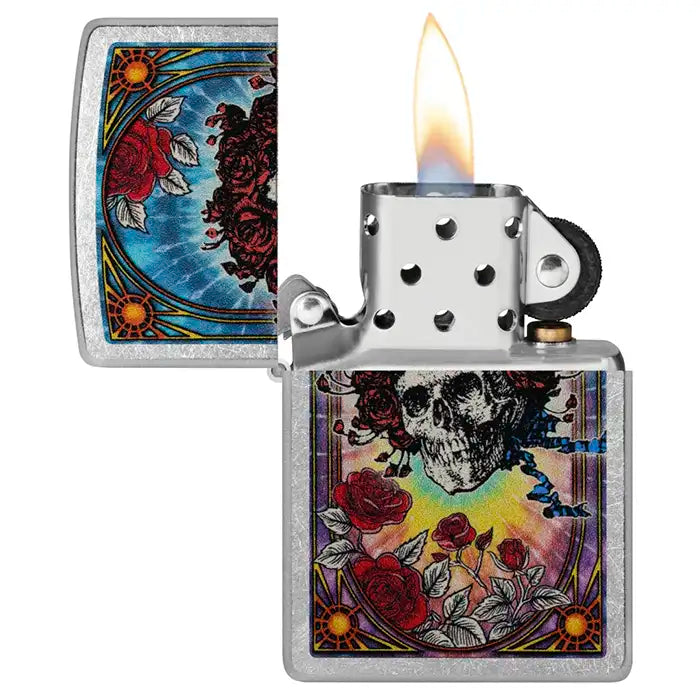 Zippo – Grateful Dead „Schädel“ <tc>&</tc> „Rosen“ – Street Chrome Feuerzeug
