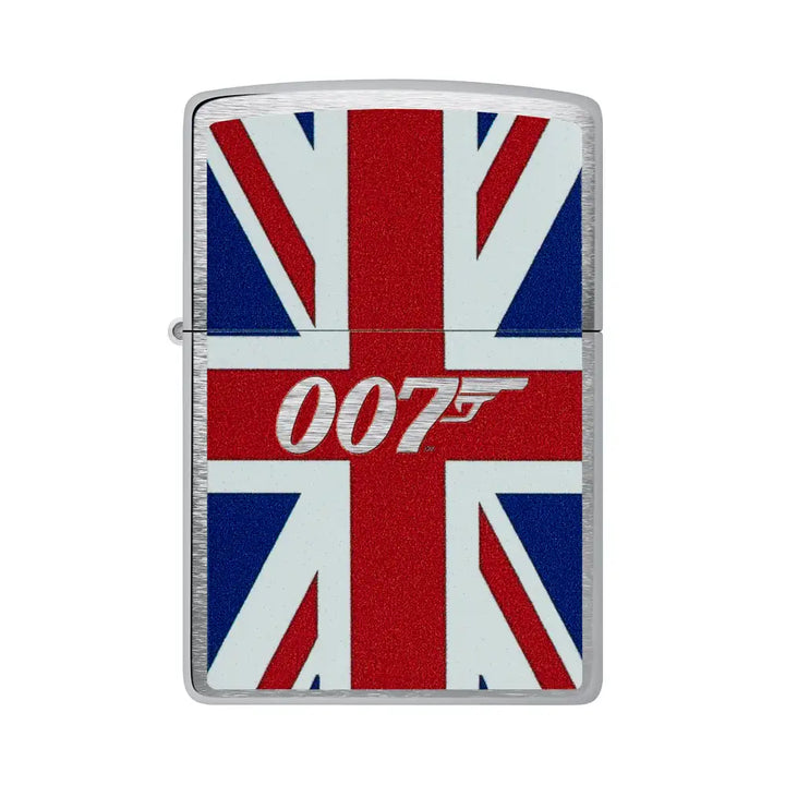 Zippo - James Bond Union Jack Motif - Brushed Chrome Lighter