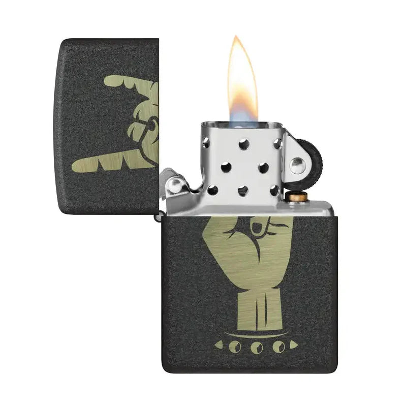 Zippo - Rock On Motif - Black Crackle Lighter