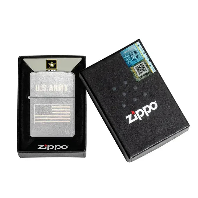 Zippo - U.S.  Army® Flaggenmotiv - Street Chrome Feuerzeug