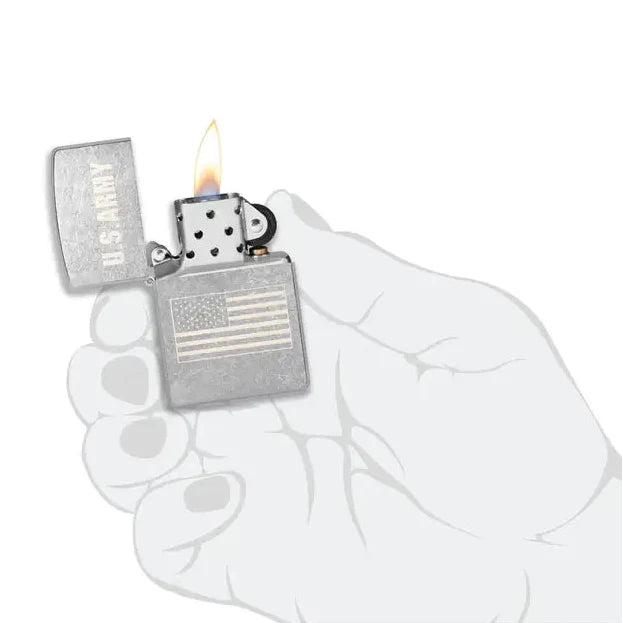 Zippo - U.S.  Army® Flaggenmotiv - Street Chrome Feuerzeug