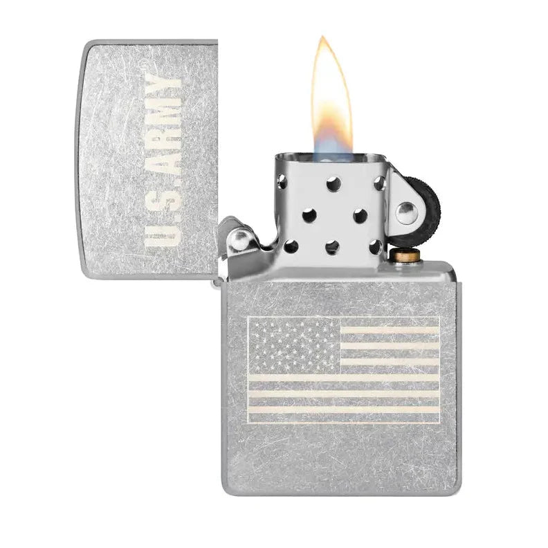 Zippo - U.S.  Army® Flaggenmotiv - Street Chrome Feuerzeug