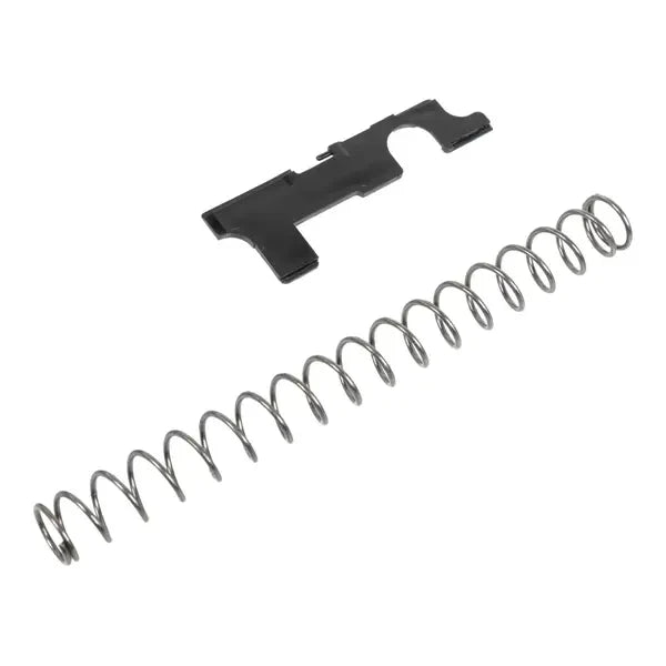 Fjær og selector plate som vises sammen med Specna Arms Aether HAL ETU gearbox