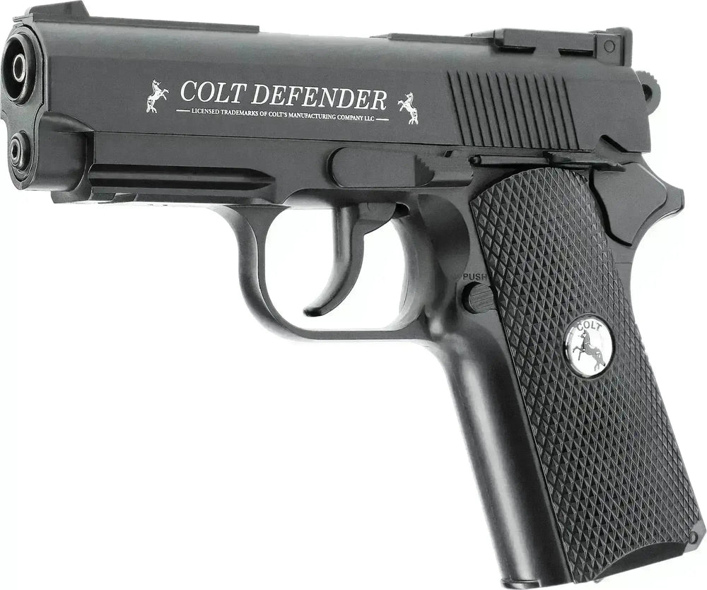 Colt Defender 4.5 mm Co2 Luftpistol Sort – Fullmetall og 16 skudds magasin - Game-On.no