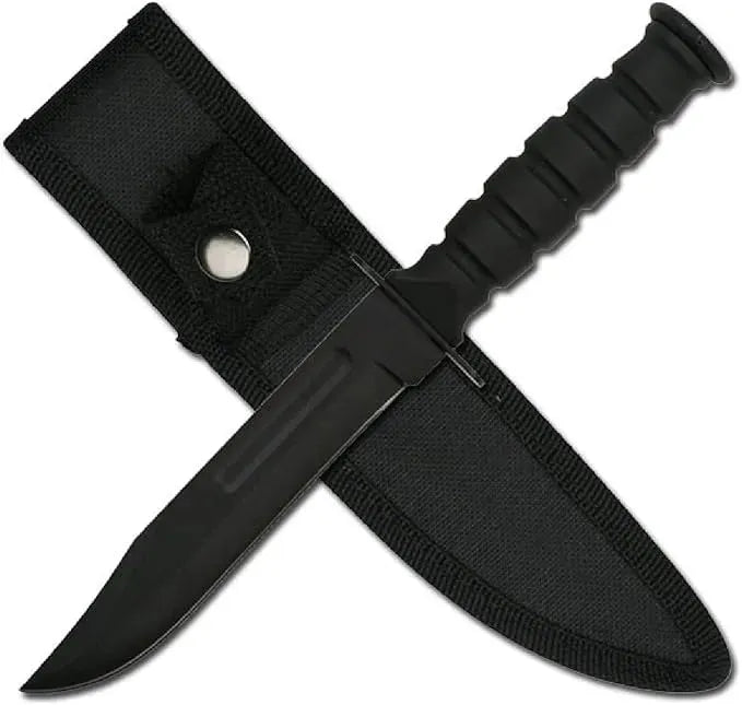 Ka-Bar Style Liten Overlevelseskniv med Slire - Svart - Game-On.no