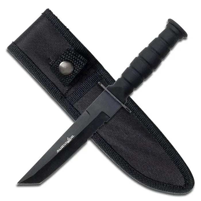 Ka-Bar Style Tanto Liten Overlevelseskniv med Slire - Svart - Game-On.no