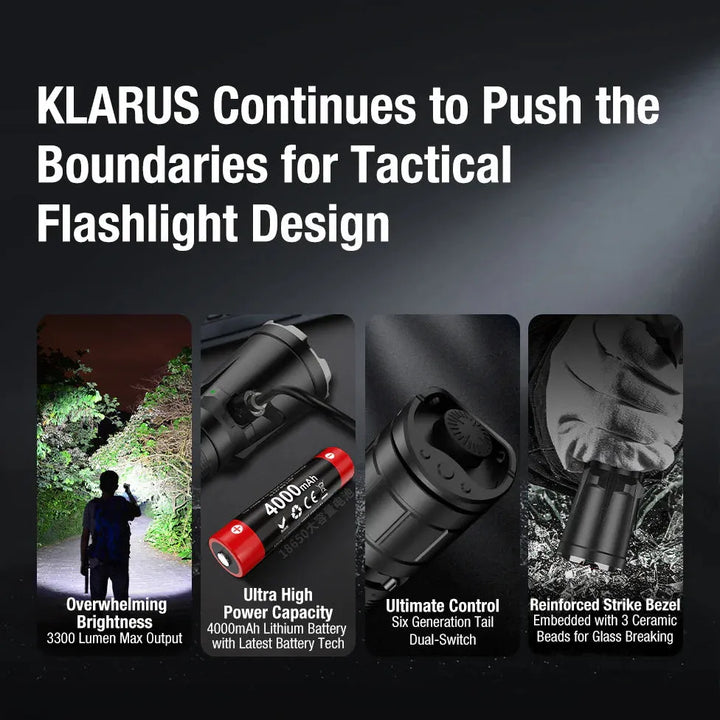 Klarus - XT11GT Pro V3.0 - Kompakt Taktisk Lommelykt - 3300 Lumen - Game-On.no