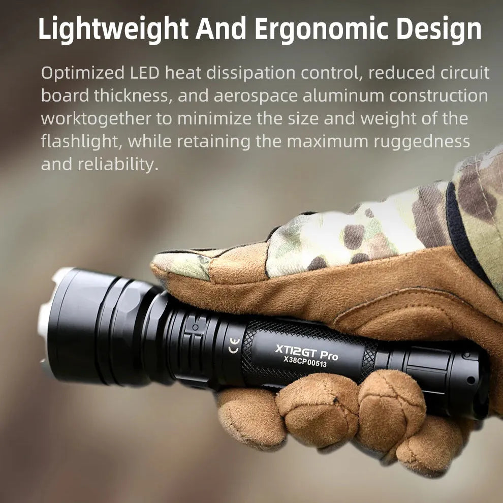 Klarus - XT12GT Pro - Solid IPX8 Taktisk Lommelykt - 1600 Lumen - Game-On.no