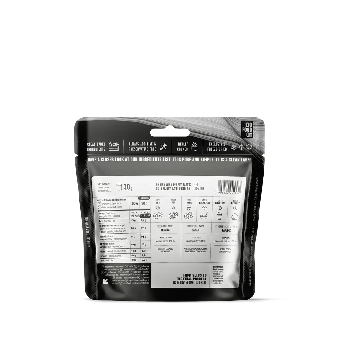 LYOFOOD Banana Slices – Frysetørkede bananskiver uten tilsatt sukker - Game-On.no