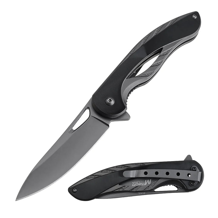 EDC Fine Edge Pivot Folding Knife with Belt Clip