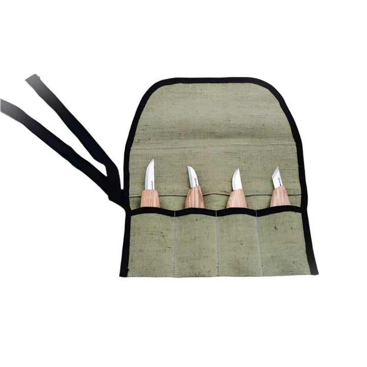 S07 - Treskjæresett med 4stk Kniver og Etui - Game-On.no