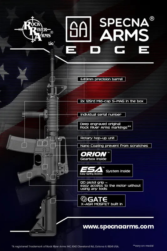 Specna Arms - E03 EDGE 2.0 RRA Elektrisk Softgunrifle - Svart - Game-On.no