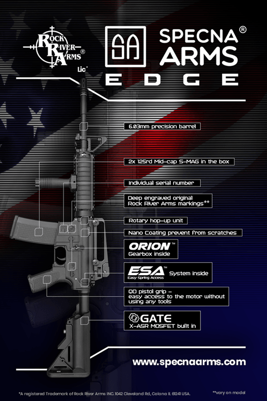 Specna Arms - E03 EDGE 2.0 RRA Elektrisk Softgunrifle - Svart - gameon.eu