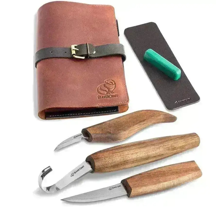 Treskjæresett med Skinnetui - Skjekniv - Game-On.no