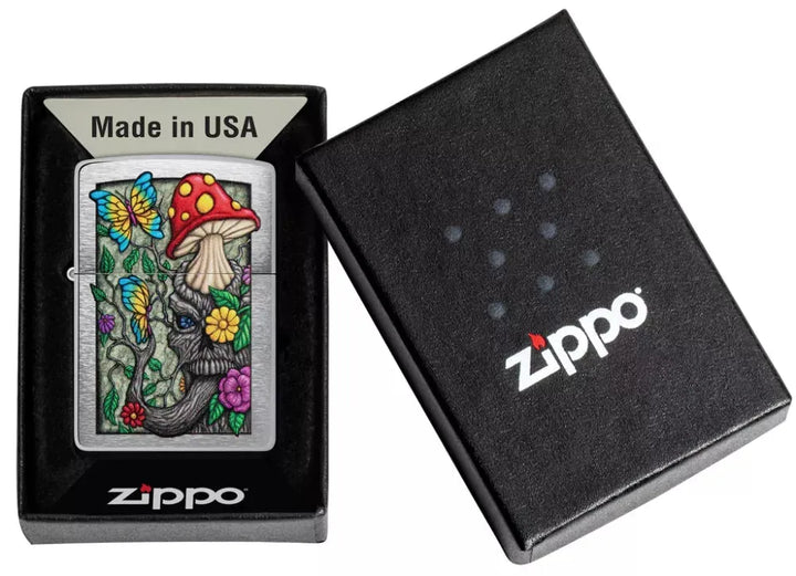 Zippo - Freaky Nature Design - Brushed Chrome - Game-On.no