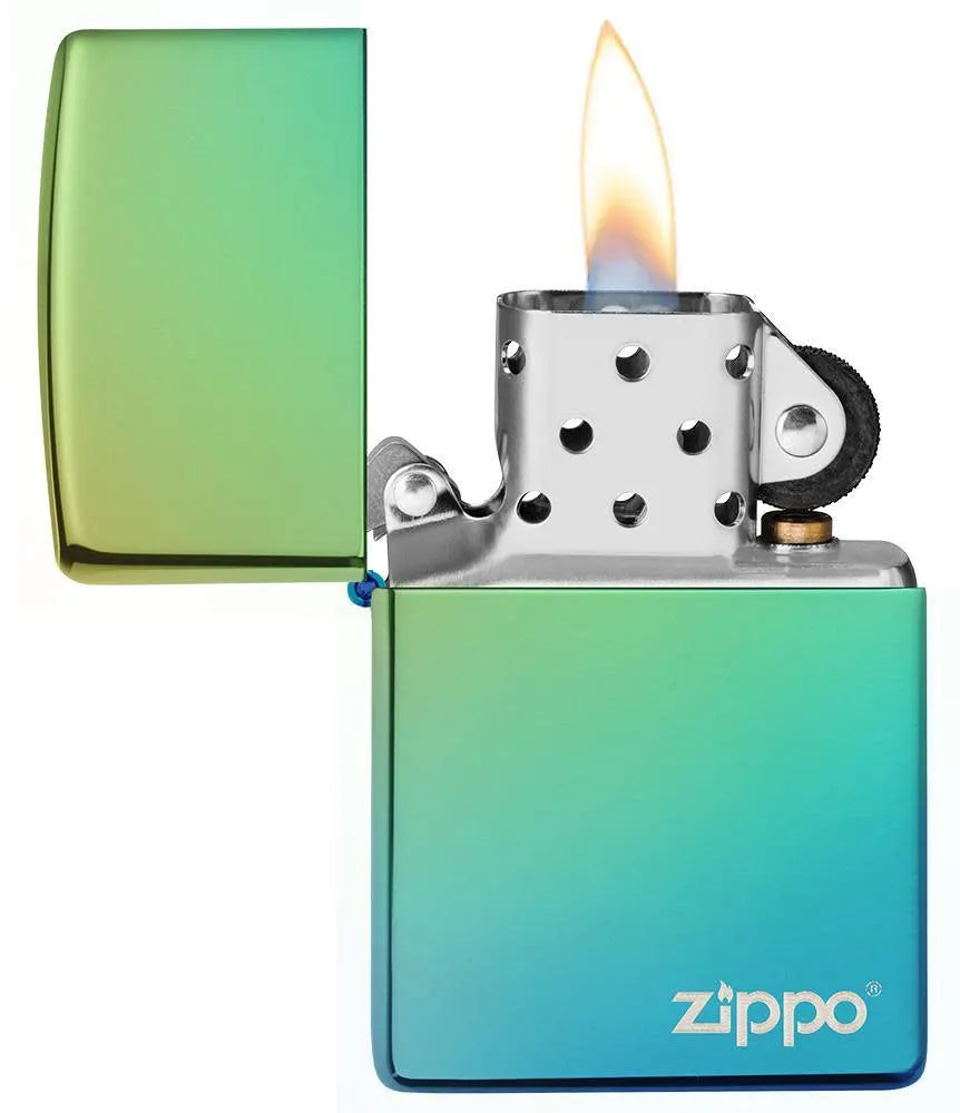 Zippo - Klassisk Høypolert Teal Logo - Game-On.no