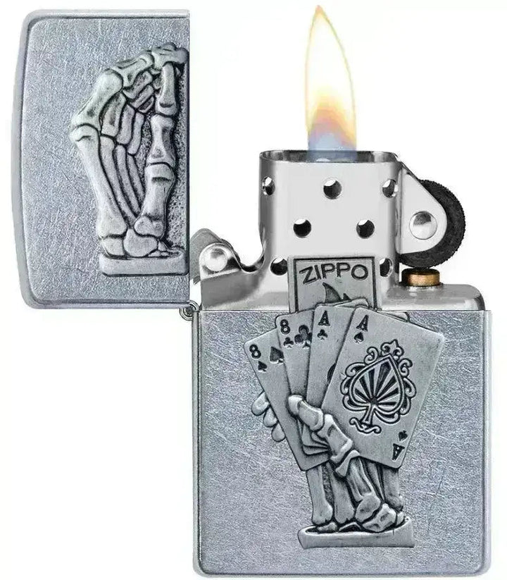 Zippo Lighter - 3D Dead Mans Hand Design - Game-On.no