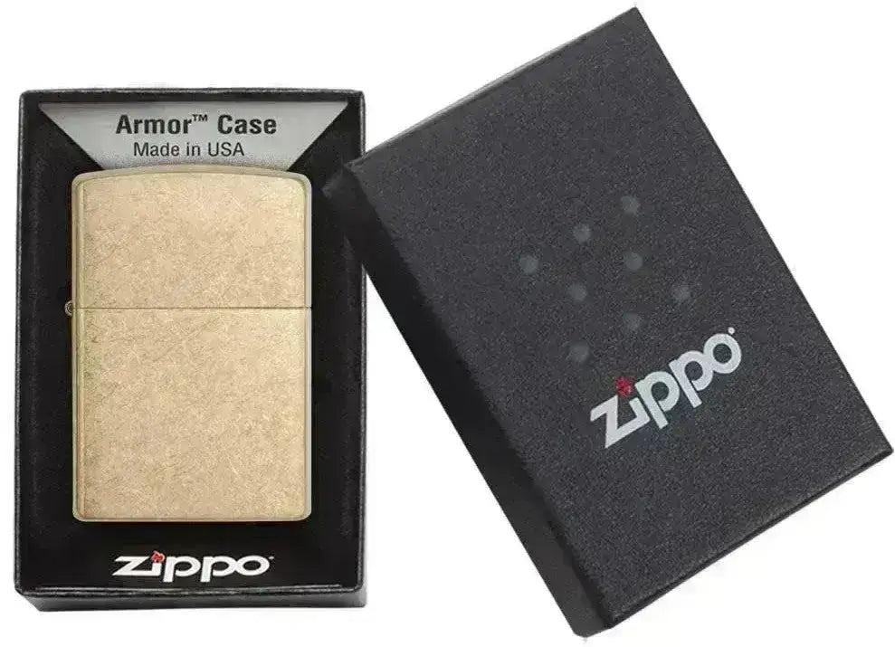 Zippo Lighter - Armor® Tumbled Brass - Game-On.no
