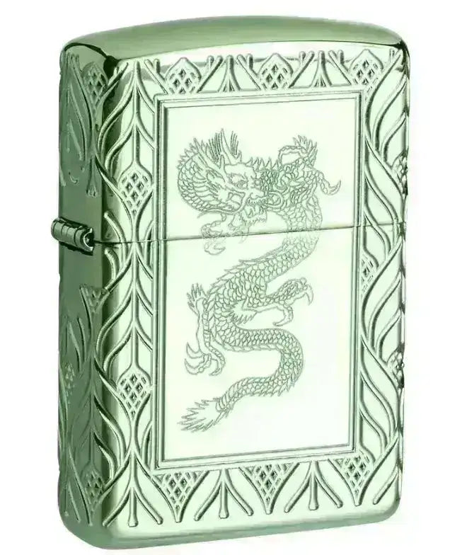 Zippo Lighter - Green Elegant Dragon - Armor 360 Degree Limited - Game-On.no