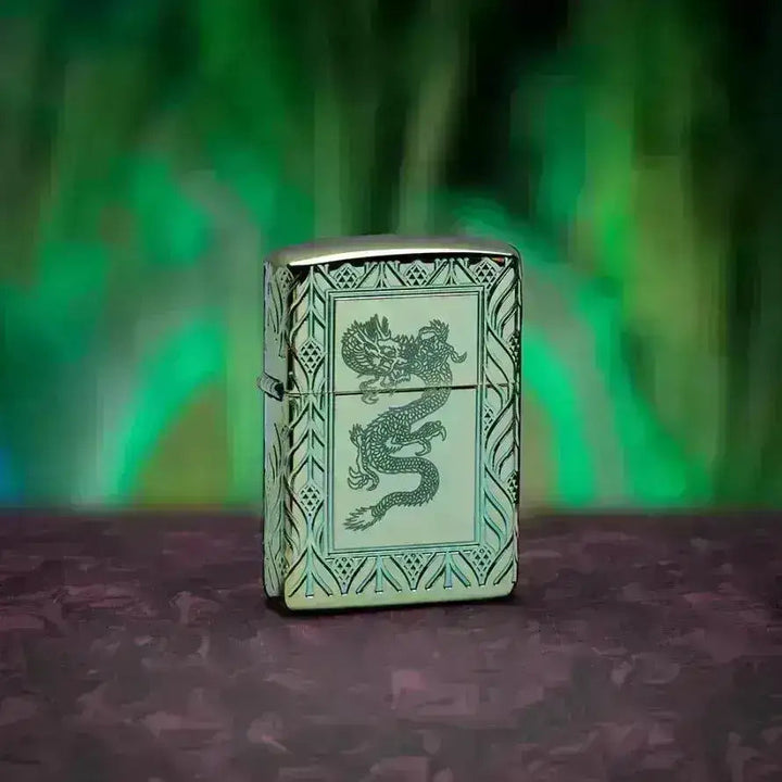 Zippo Lighter - Green Elegant Dragon - Armor 360 Degree Limited - Game-On.no