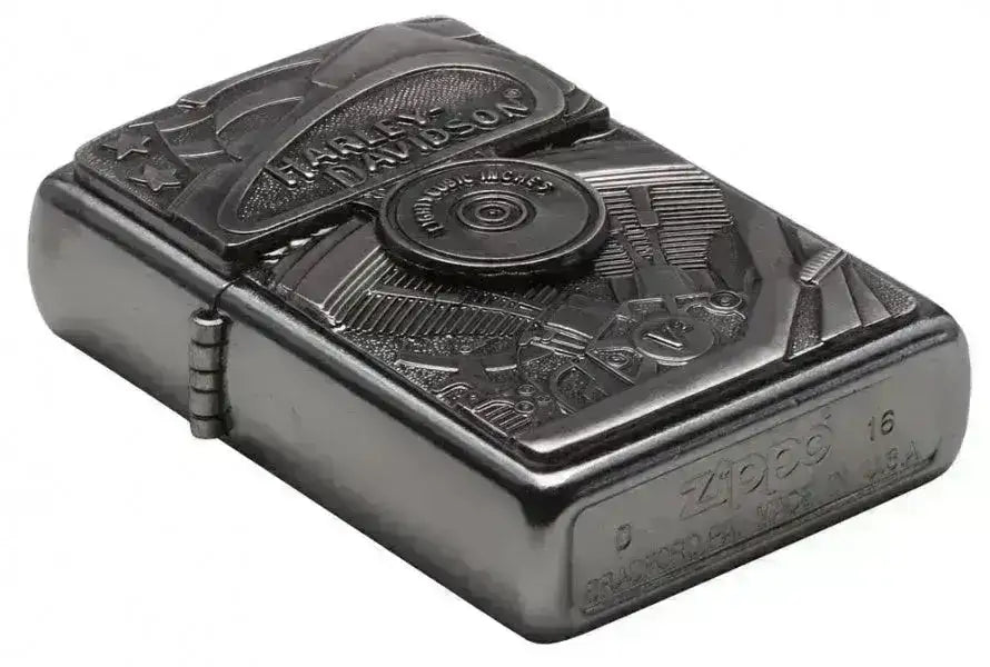 Zippo Lighter - Harley Davidson - Motor Flag Emblem - Game-On.no